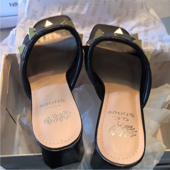 🌟G. C. Shoes Quilted Studded slip on chunky heel sandals storage bags & box - Picture 9 of 16
